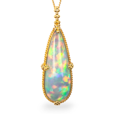 Ethiopian opal necklace on white background