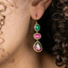 Watermelon Tourmaline Emerald and Ruby Drop Earrings