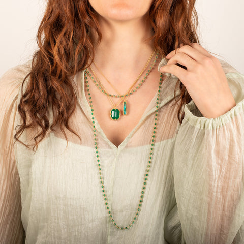 Emerald necklace look on model