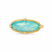 A handmade ring featuring an oval ethiopian opal gemstone in an 18k gold setting on a white background.