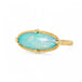 A handmade ring featuring an oval ethiopian opal gemstone in an 18k gold setting on a white background.