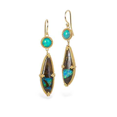 Ethiopian Opal and Boulder Opal Earrings