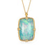 18k yellow gold and ethiopian opal gemstone necklace on a white background.