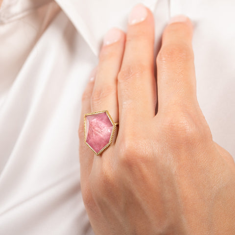 Pink Tourmaline and 18k Gold Ring