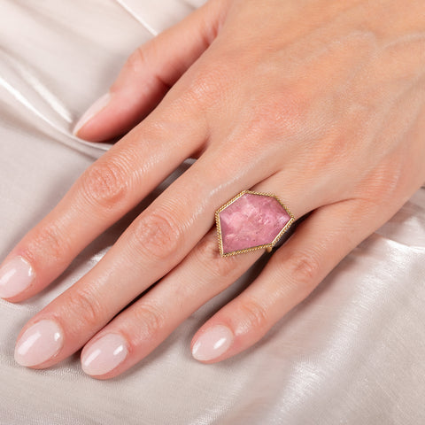 Pink Tourmaline and 18k Gold Ring