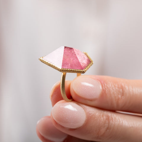 Pink Tourmaline and 18k Gold Ring