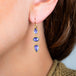 Tanzanite earrings on a model