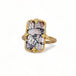 Rectangular snakeskin agate ring