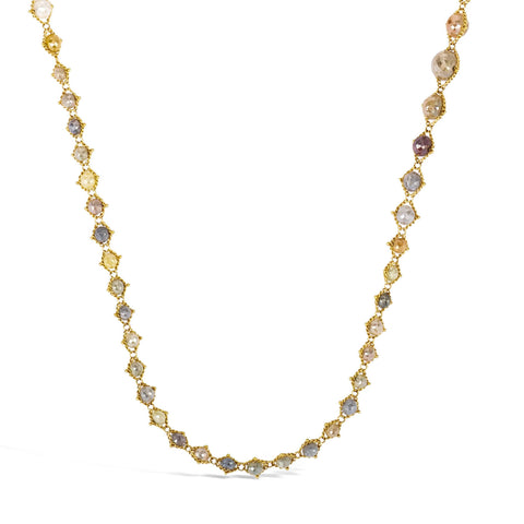 Long Multi-Colored Diamond Woven Necklace