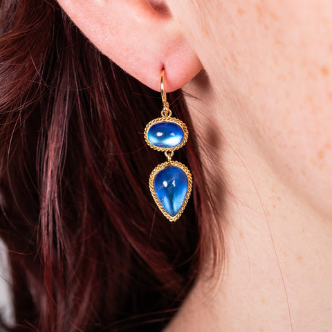 Moonstone earrings on model