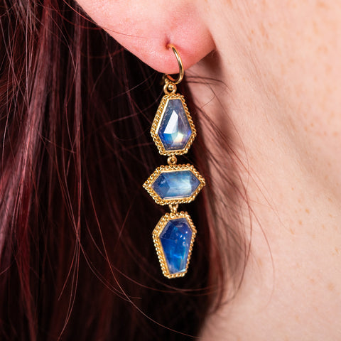 Moonstone earrings on model