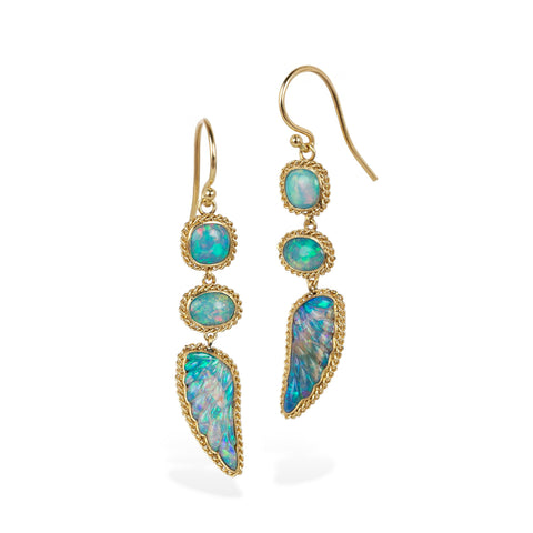 Opal and Gold Drop Earrings