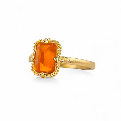 Orange Fire Opal Ring