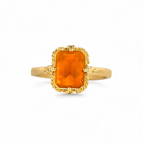 Orange Fire Opal Ring