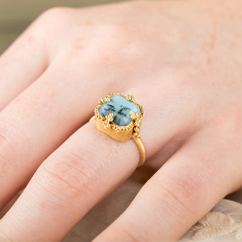 Peruvian opal ring on model