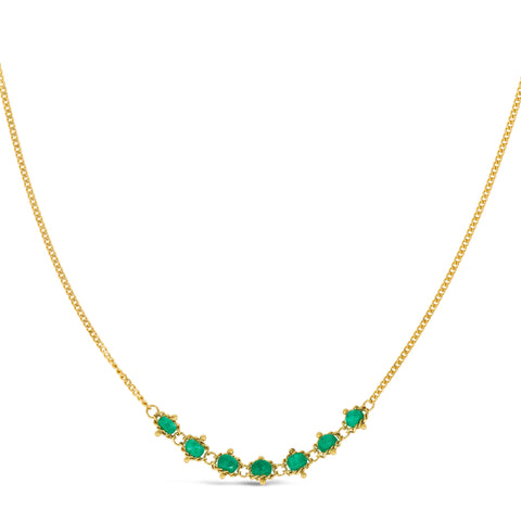 Petite Textile Row Necklace in Emerald
