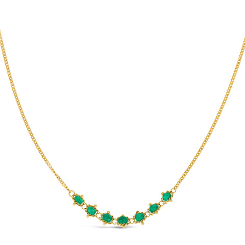 Emerald Textile Row Necklace in 18k Gold