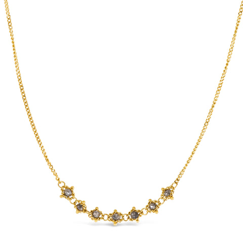 Grey Diamond Textile Row Necklace in 18k Gold