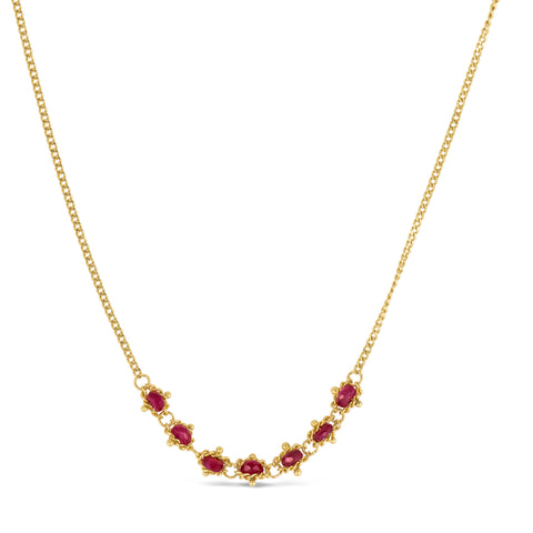 Ruby Textile Row Necklace in 18k Gold