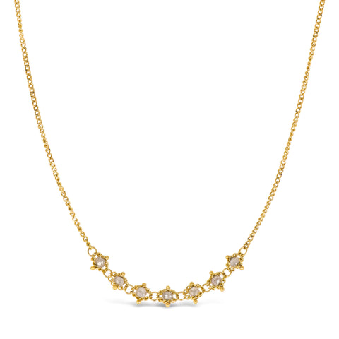 Silver Diamond Textile Row Necklace in 18k Gold
