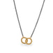 Oxidized silver necklace with interlocking 18k gold hoops