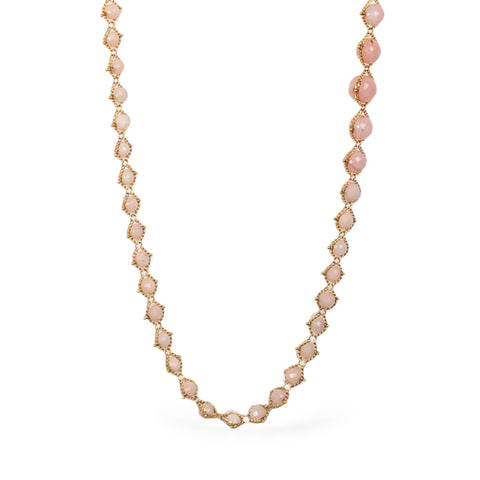 Woven pink opal necklace