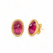 Pink tourmaline oval stud earrings