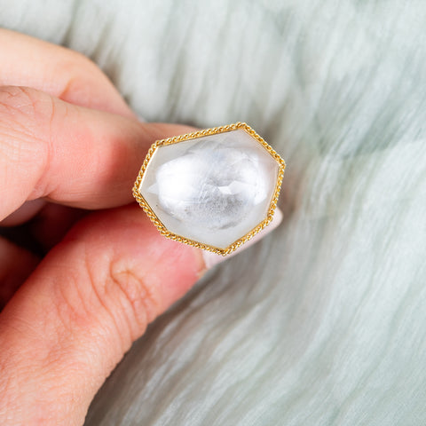 Rock Crystal ring close up.
