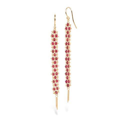 Ruby Textile Earrings in 18k Gold