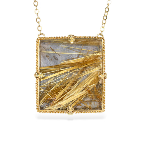Rutilated Quartz and 18k Gold necklace