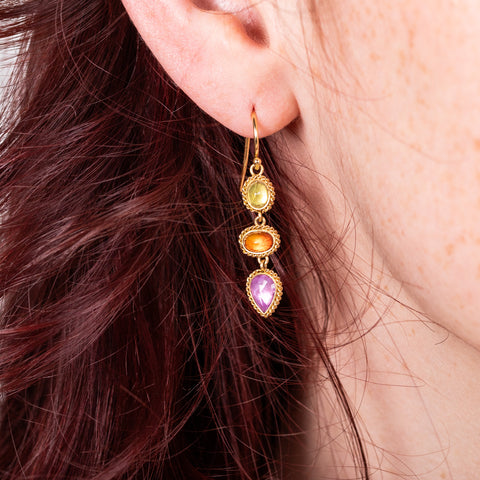 Sapphire earrings on model
