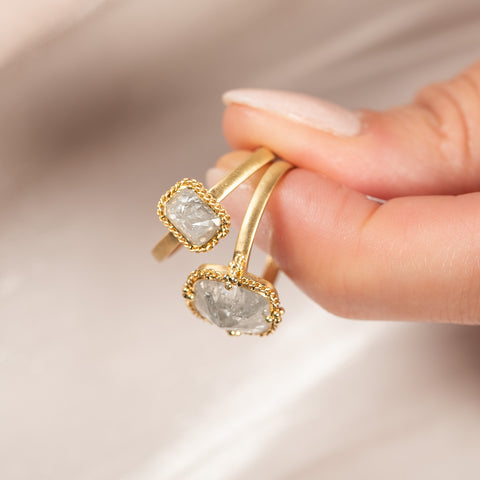 Silver Diamond and 18k Gold Rings