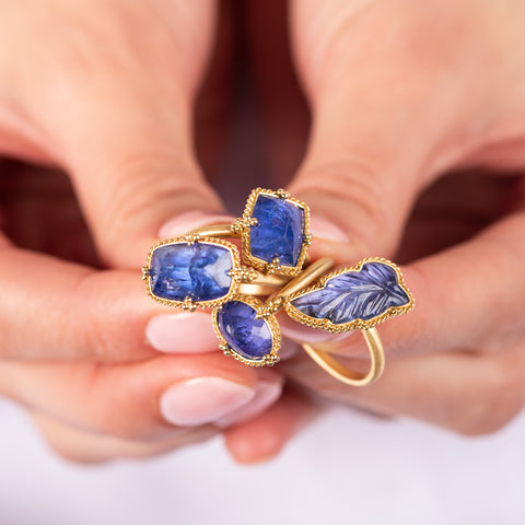 Group of tanzanite rings