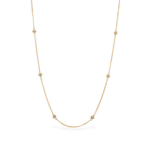 Textile gold necklace silver diamond on white background