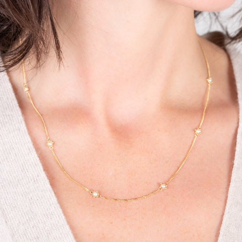 Textile Gold Necklace in Pearl