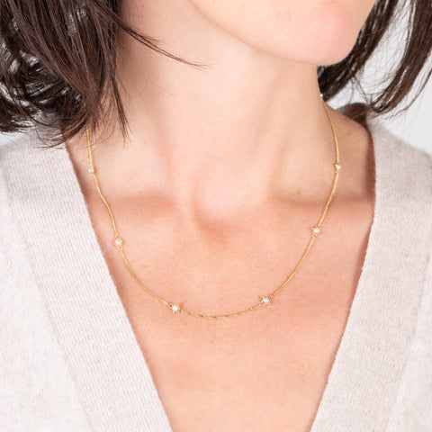 Pearl Textile Necklace in 18k Gold