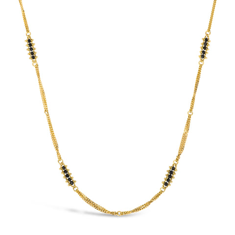 Black Diamond Textile Station Necklace in 18k Gold