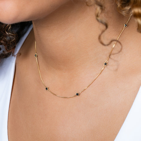 Black Diamond Textile Necklace in 18k Gold