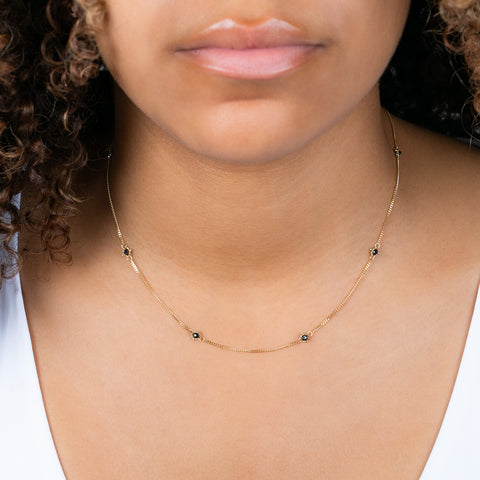 Black Diamond Textile Necklace in 18k Gold