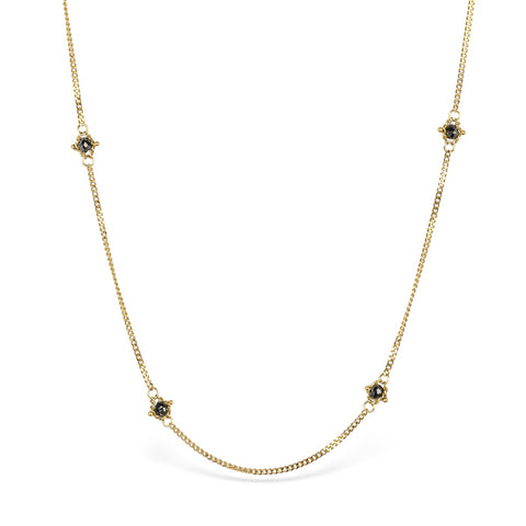 Black Diamond Textile Necklace in 18k Gold