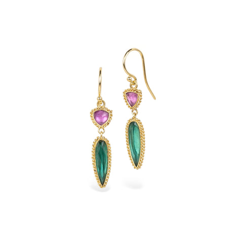 Tourmaline and sapphire earrings