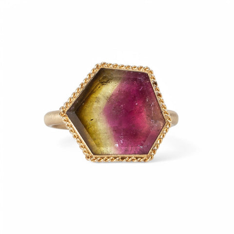 18k Gold Watermelon Tourmaline ring