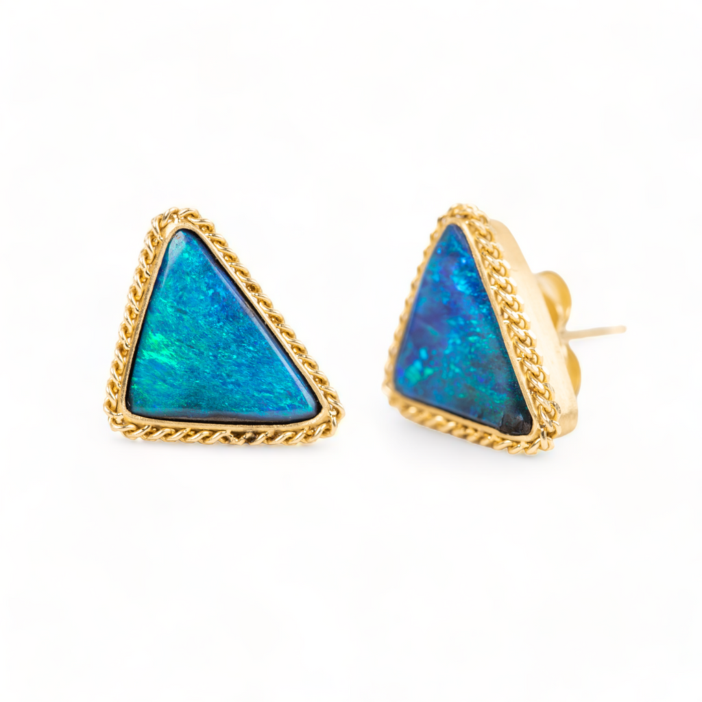 Triangle sales opal earrings