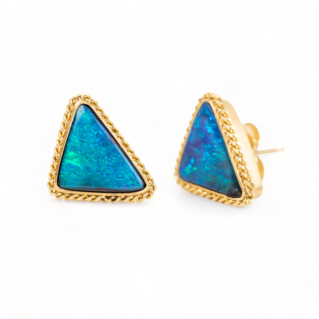 Triangular Boulder Opal Stud Earrings Am li Jewelry