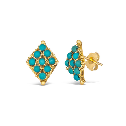 Petite Woven Lattice Earrings in Turquoise