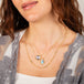 Mabe pearl and turquoise necklace on a model