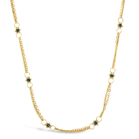 Blue Diamond Whisper Chain Necklace in 18k Gold