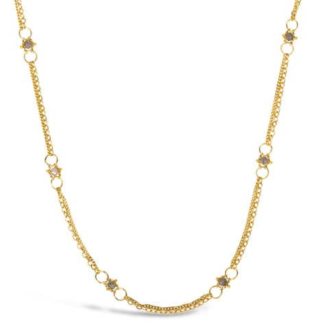 Silver Diamond Whisper Chain Necklace in 18k Gold