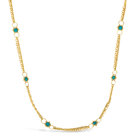 Turquoise Whisper Chain Necklace in 18k Gold