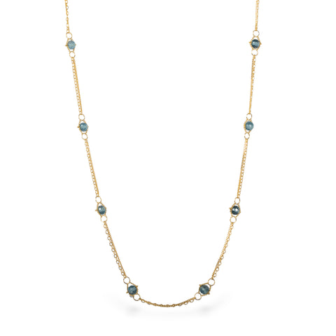 18k gold whisper chain necklace with London Blue Topaz